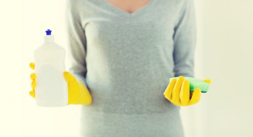 Team member cleaning kitchen appliances